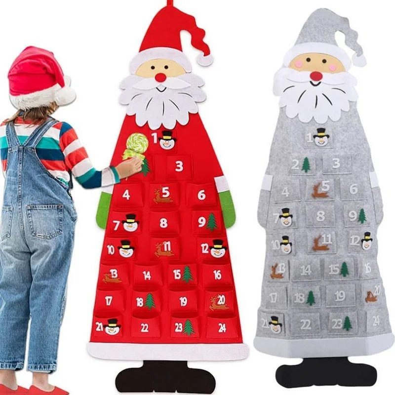 Santa Claus Felt Advent Calendar Christmas Wall Hanging Decor Advent Calendar Babs