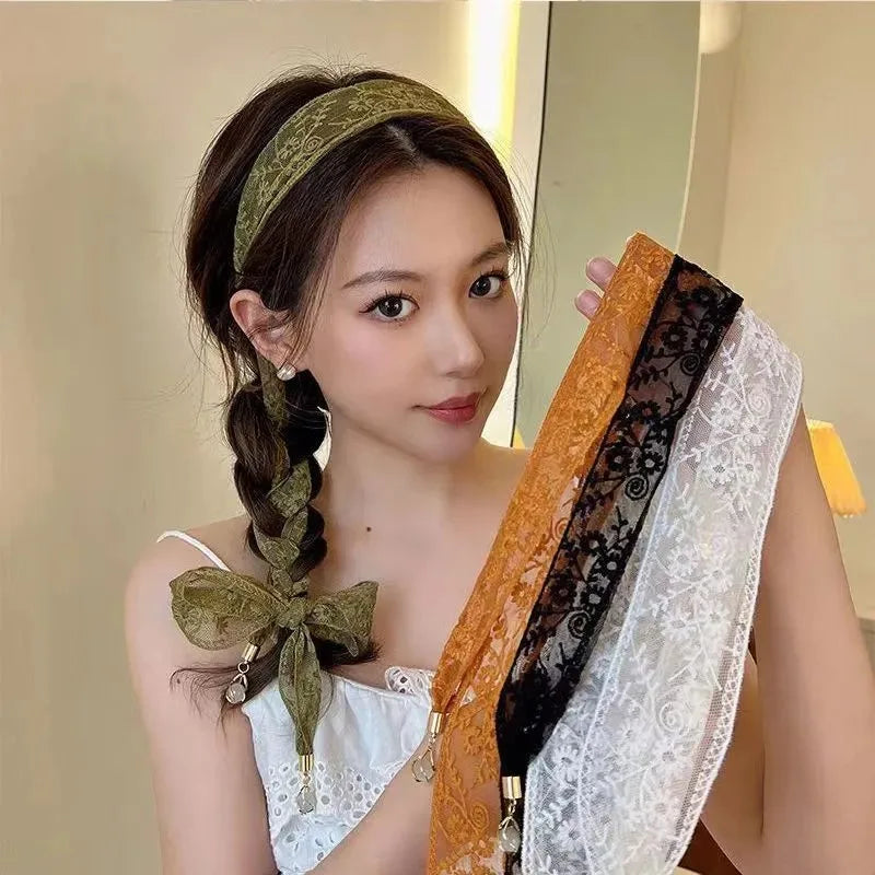 Vintage Floral Lace Hair Band – Boho Bowknot Braided Hairband Braided Hairband Babs