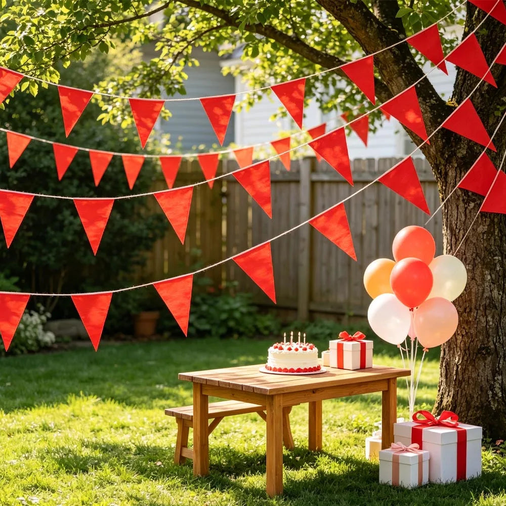 Red Triangle Pennant Bunting Banner – Waterproof Party Flags Party Bunting Banner Babs