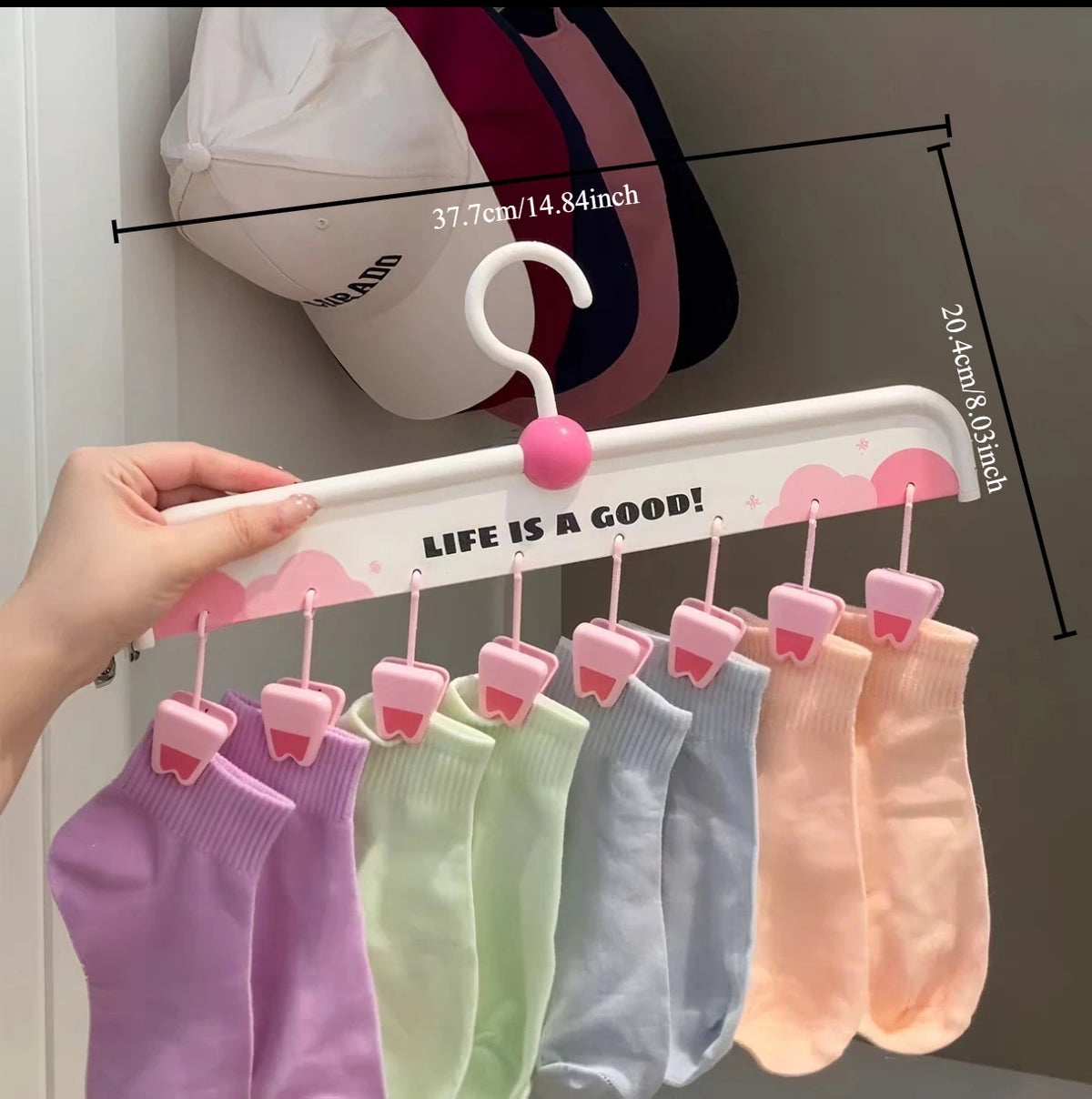 Cartoon Bear Multi-Clip Drying Hanger for Socks & Baby Clothes Laundry Drying Hanger Babs