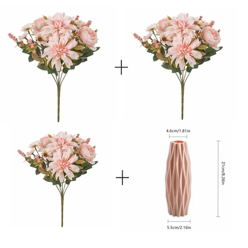 Silk Artificial Dahlia Rose Daisy Bouquet | Home & Wedding Decor Artificial Flower Bouquet Babs