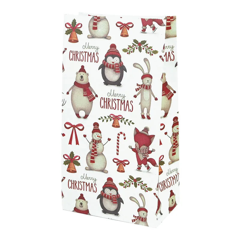 10pcs Kraft Paper Christmas Gift Bags – Santa & Snowman Holiday Gift Bags Babs B10 23x12x7.3cm