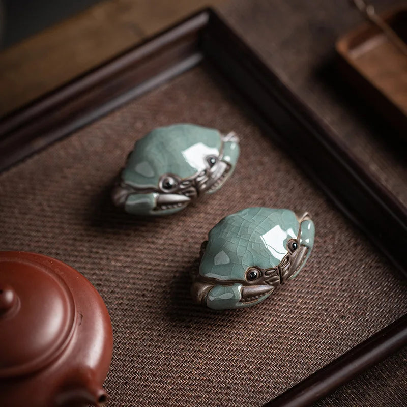 Handmade Cracked Glaze Crab Tea Pet – Ceramic Kung Fu Décor Ceramic Tea Pet Babs