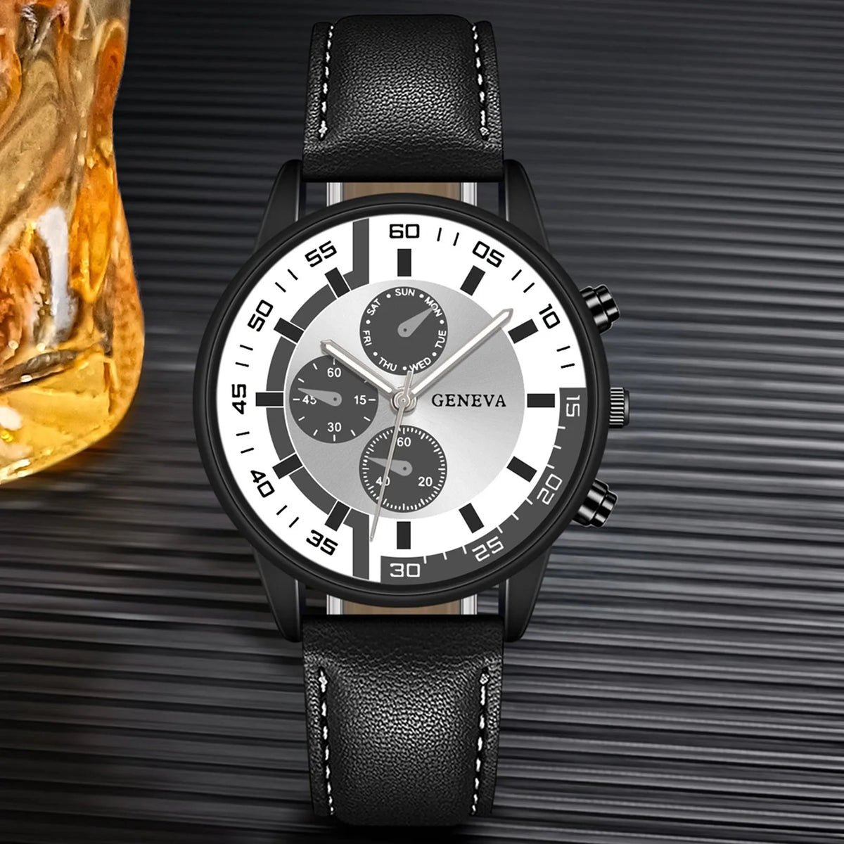 ISHOWTIENDA Men's Quartz Watch – Roman Numeral Auto Date Men's Quartz Watch Babs White