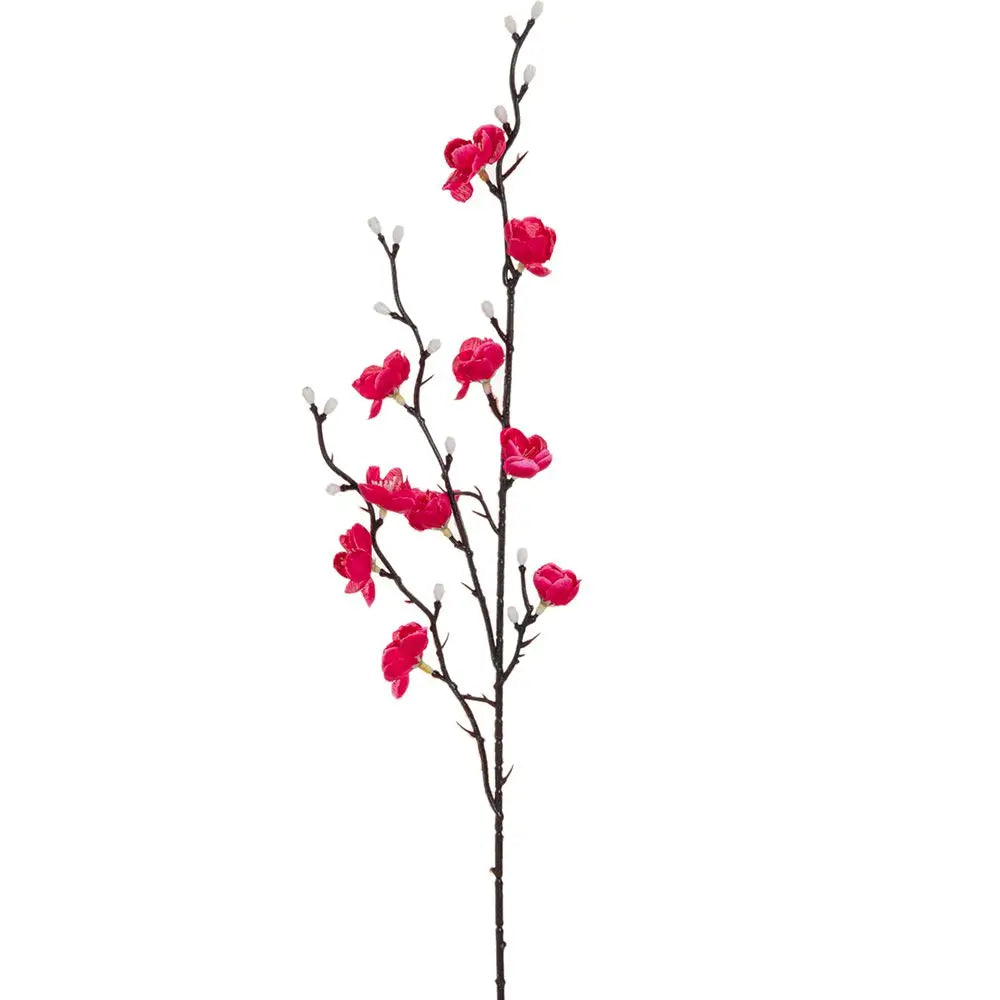 Silk Artificial Plum Blossom Branch – Wedding & Home Décor Artificial Flower Branch Babs Rose Red 3pcs
