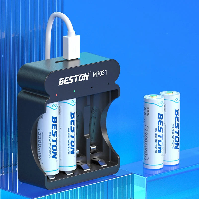 Alasicka 4-Slot 1.5V Li-Ion AA AAA Smart Battery Charger LED Battery Charger Babs