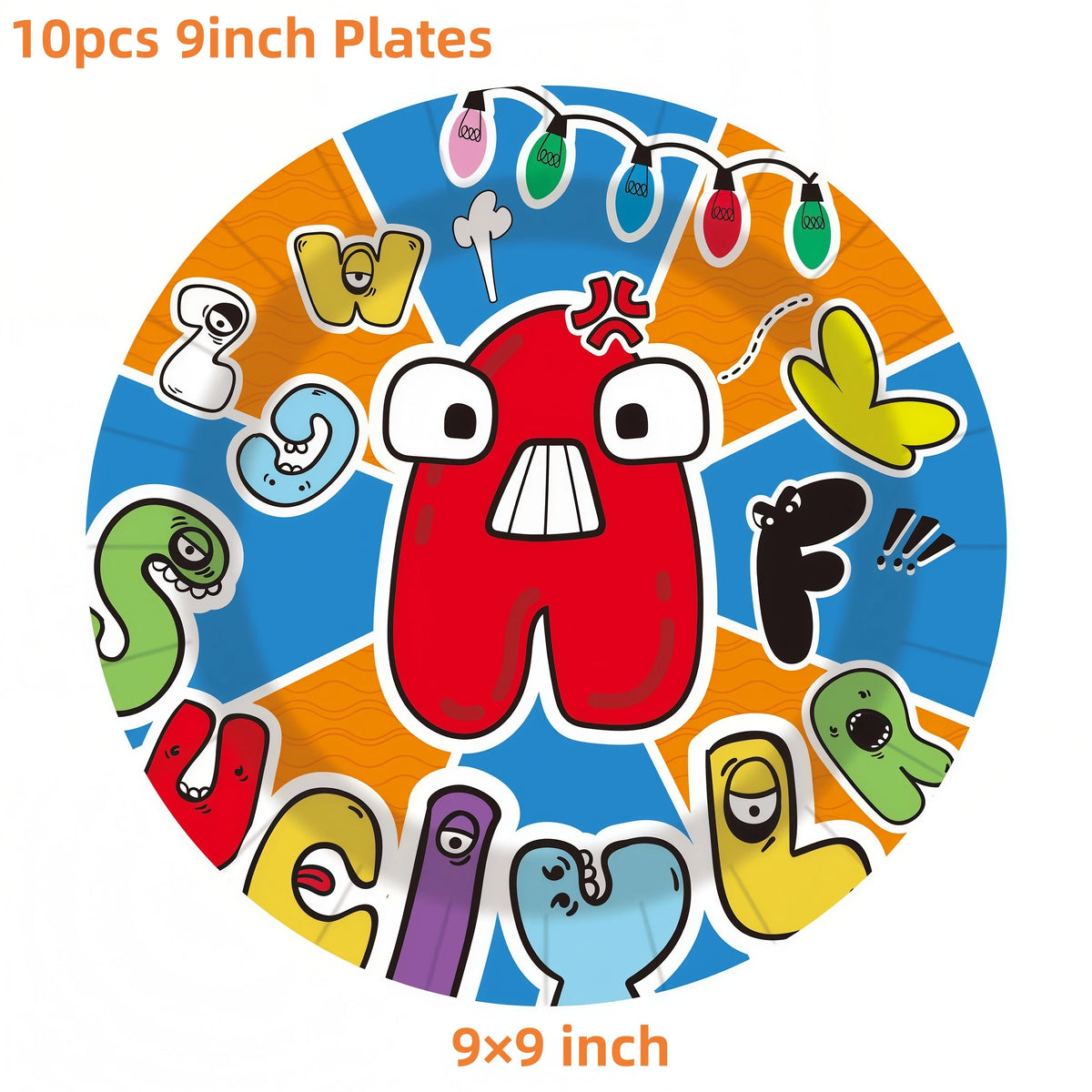 Alphabet Lore Birthday Party Supplies – Balloons & Backdrop Set Party Decoration Set Babs 10pcs 9inch Plates 12inch