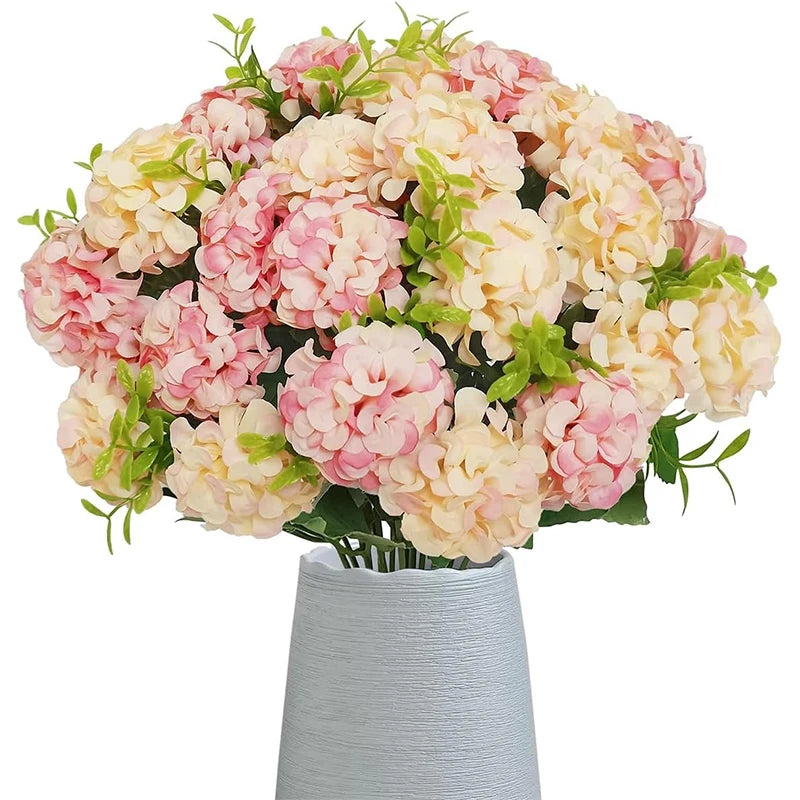 Pink Silk Rose Hydrangea Artificial Bouquet 10 Heads – 35cm Artificial Flower Bouquet Babs