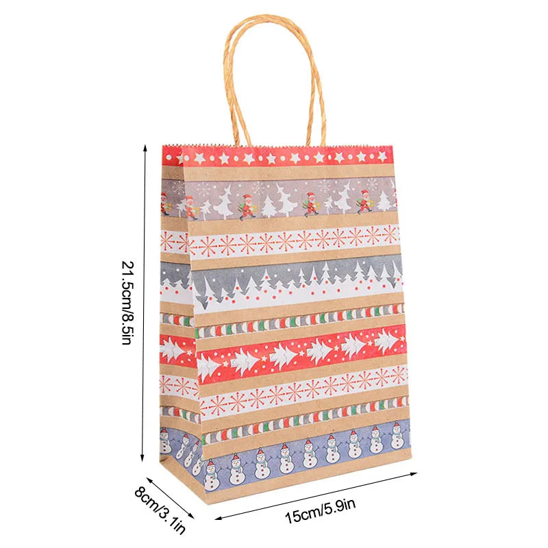 5-Pack Kraft Paper Christmas Gift Bags – Candy & Party Packaging Holiday Gift Bags Babs