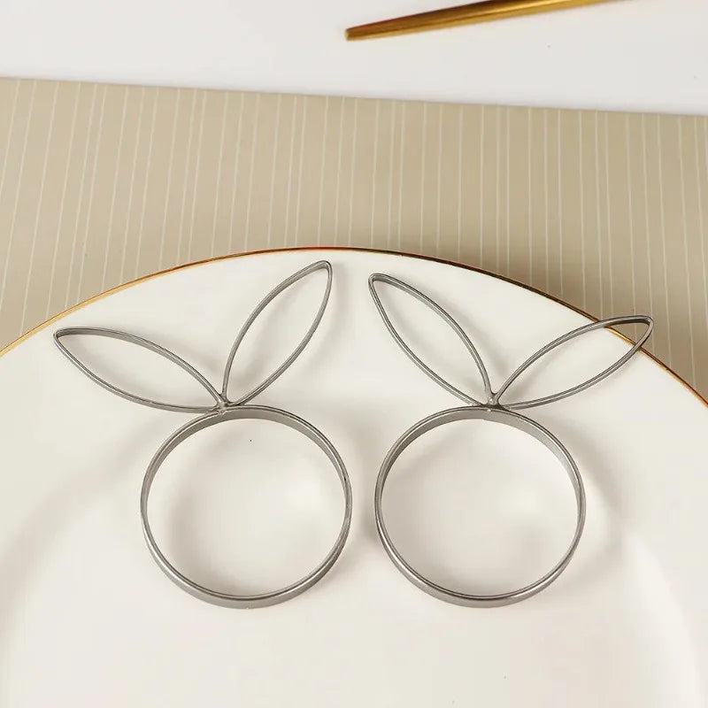 4pcs Bunny Rabbit Napkin Rings – Easter & Party Table Décor Napkin Rings Babs 4Pcs-Silvery