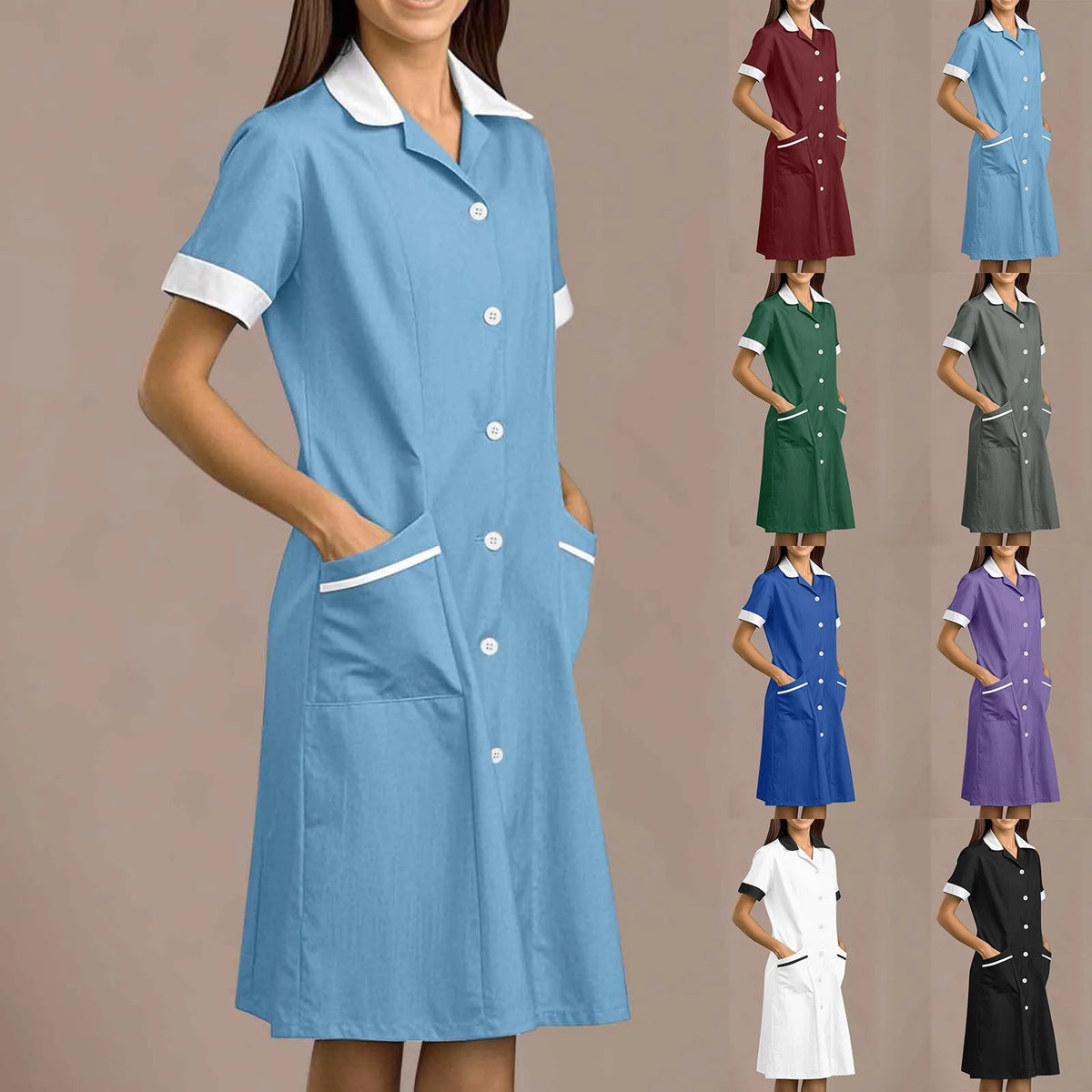 Women's White Lab Coat Long Sleeve Nurse Uniform Gown S–XXL Women's Lab Coat Babs