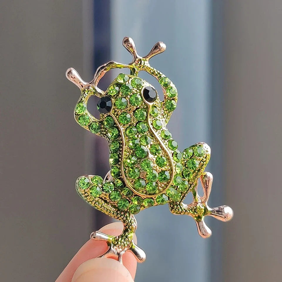 Luxury Green Crystal Frog Brooch – Animal Pin for Women Crystal Brooch Pin Babs Gold Color brooch