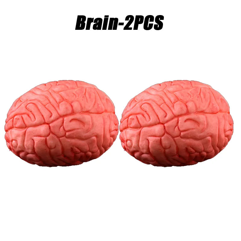 Realistic Halloween Fake Organ Props – Brain Heart Hand Foot Halloween Prop Decoration Babs Brain-2PCS