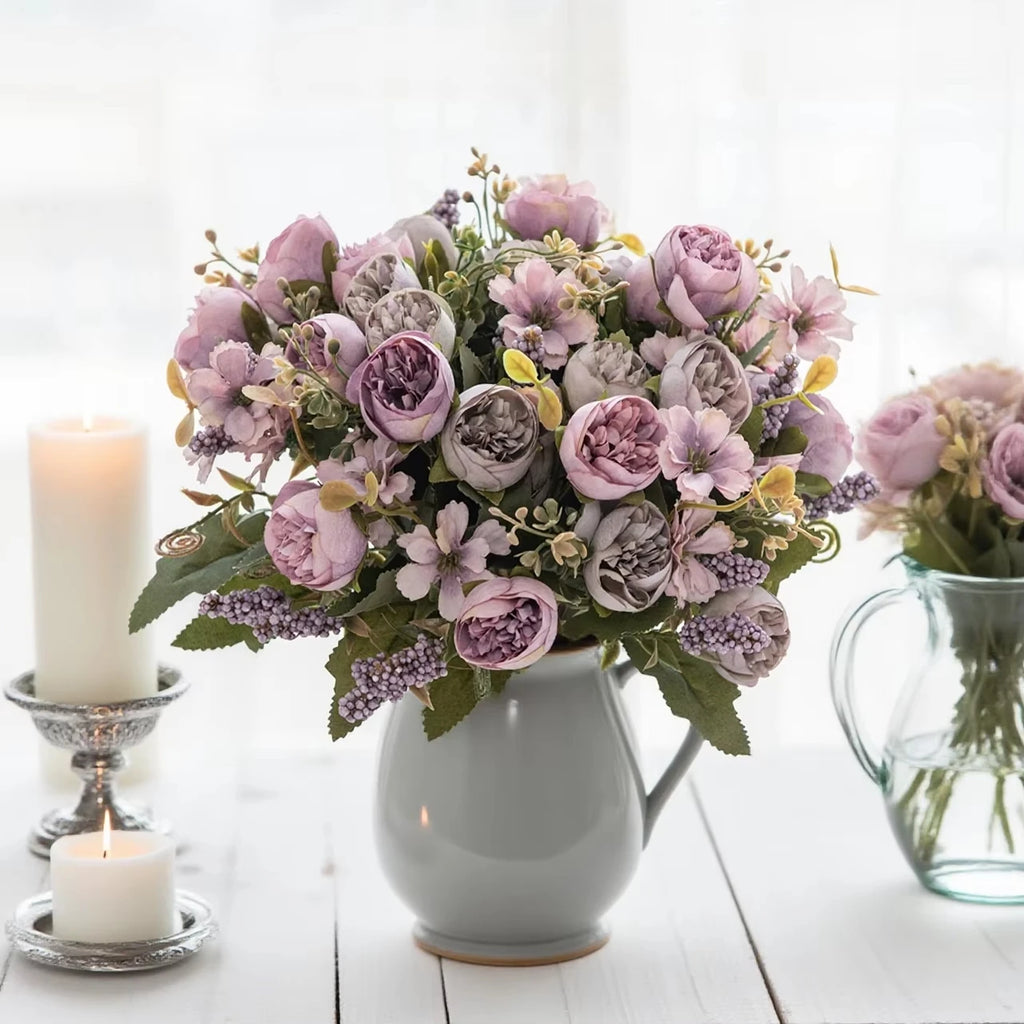 Silk Rose Peony Artificial Flowers – Wedding & Home Décor Bouquet Artificial Flower Bouquet Babs
