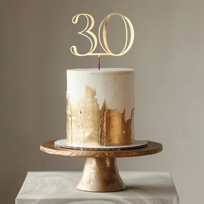 Gold Acrylic Number Cake Topper – Birthday & Anniversary Cake Topper Babs