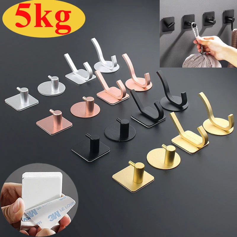 2-Pack No-Drill Aluminum Wall Hooks – Multipurpose Organizer Adhesive Wall Hooks Babs