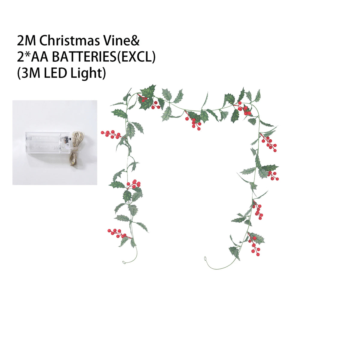 Artificial Red Berry LED Vine – Wedding & Christmas Décor Artificial LED Vine Babs Green 2