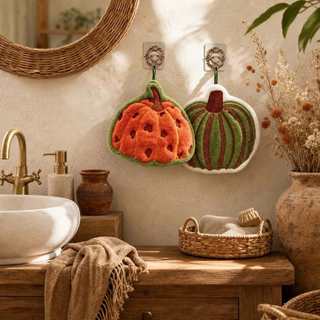 Pumpkin Hanging Hand Towel – Microfiber Quick Dry Fall Towel Hand Towel Babs