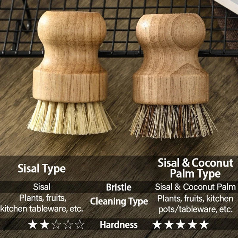 Wooden Dish Brush – Natural Sisal & Coconut Fiber | Eco-Friendly Kitchen Cleaning Brush Babs
