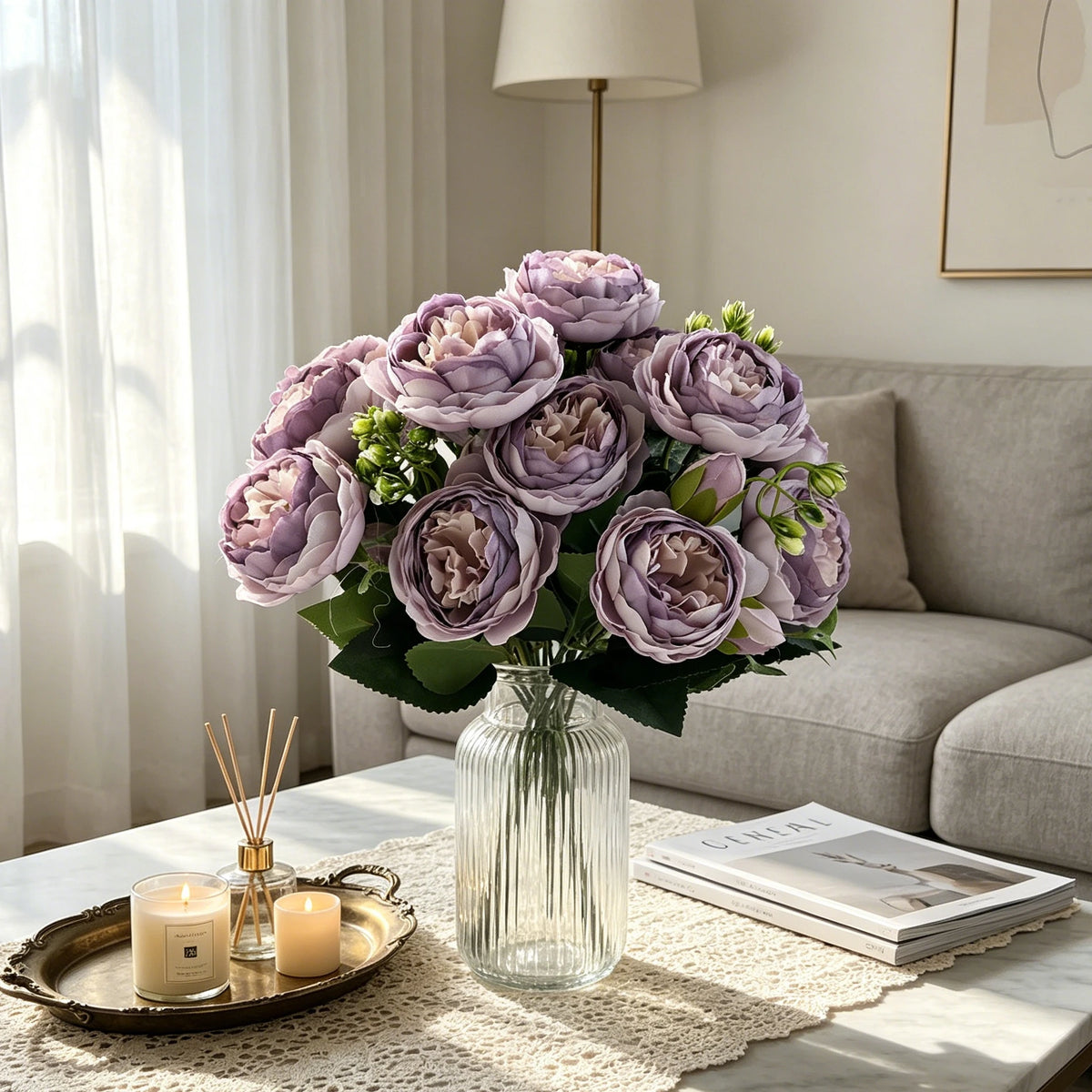 Silk Peony Bouquet – Artificial Flowers for Home & Wedding Artificial Flower Bouquet Babs