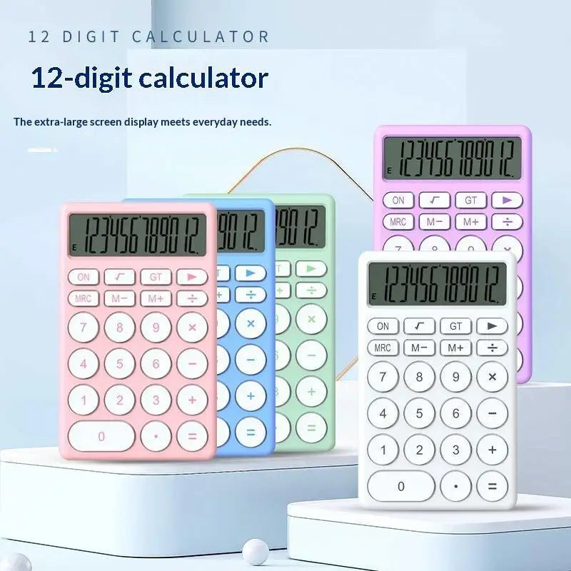 HUXUAN 12-Digit Mini Desk Calculator – Silent Big Buttons Desktop Calculator Babs