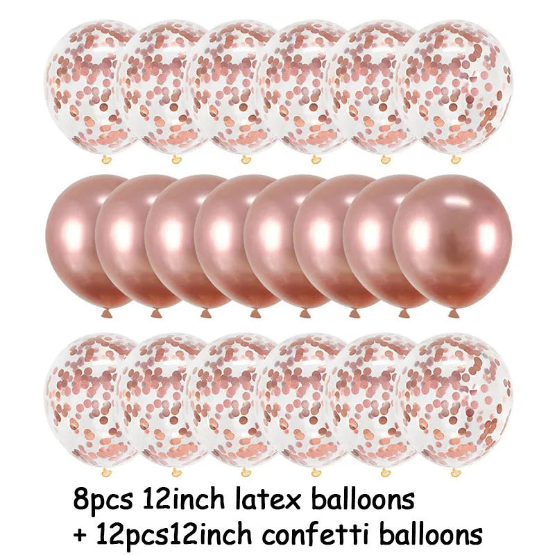20Pcs Rose Gold Confetti Metallic Balloons Party Decoration Set Party Balloon Set Babs 20pcs rose gold setB 12inch