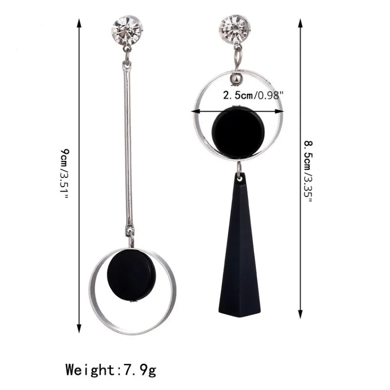 Korean Geometric Asymmetric Drop Earrings – Rhinestone Acrylic Drop Earrings Babs