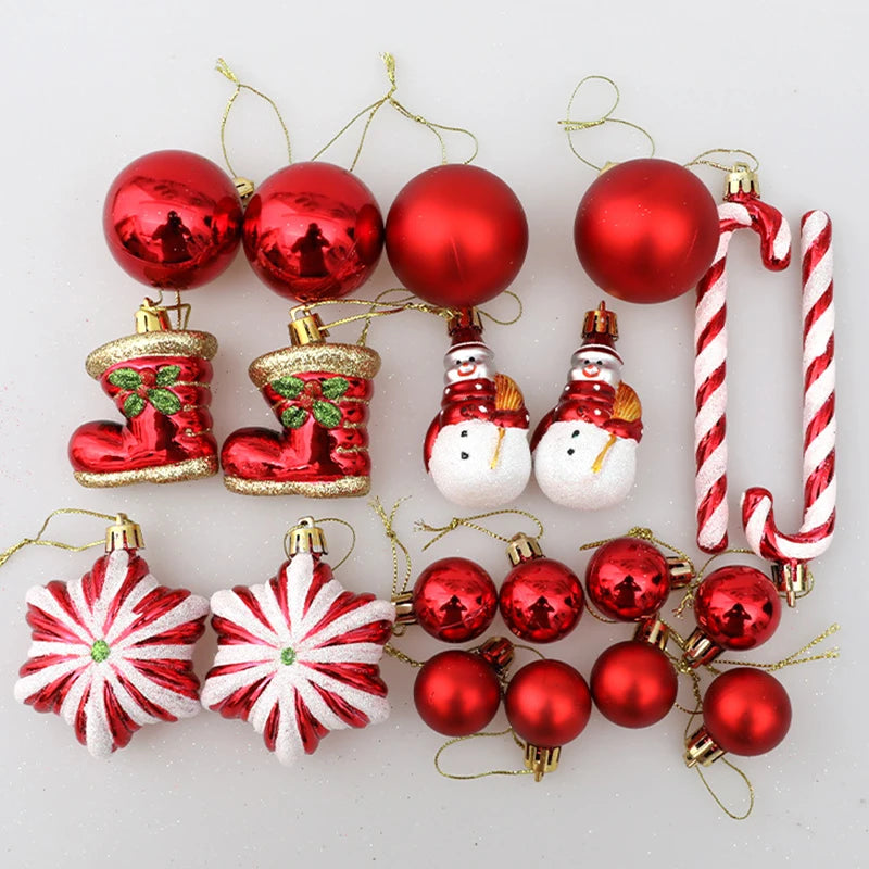 Red Christmas Tree Ball & Candy Cane Ornament Set | Big Pendants Christmas Ornament Set Babs