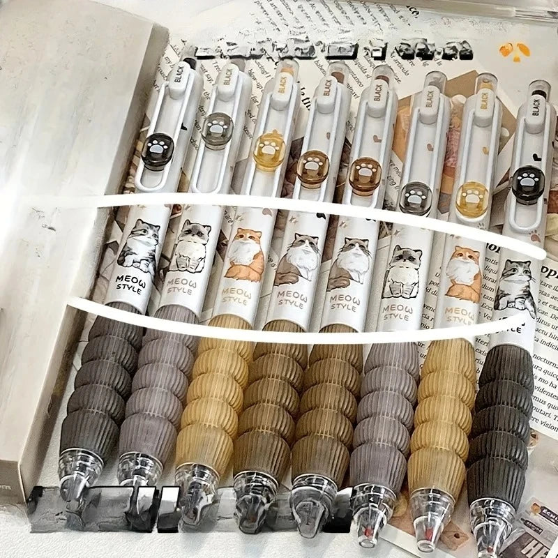 Cute Cat Paw Retractable Gel Pens – 4/8pcs Cartoon Set Novelty Gel Pens Babs black 8pcs random