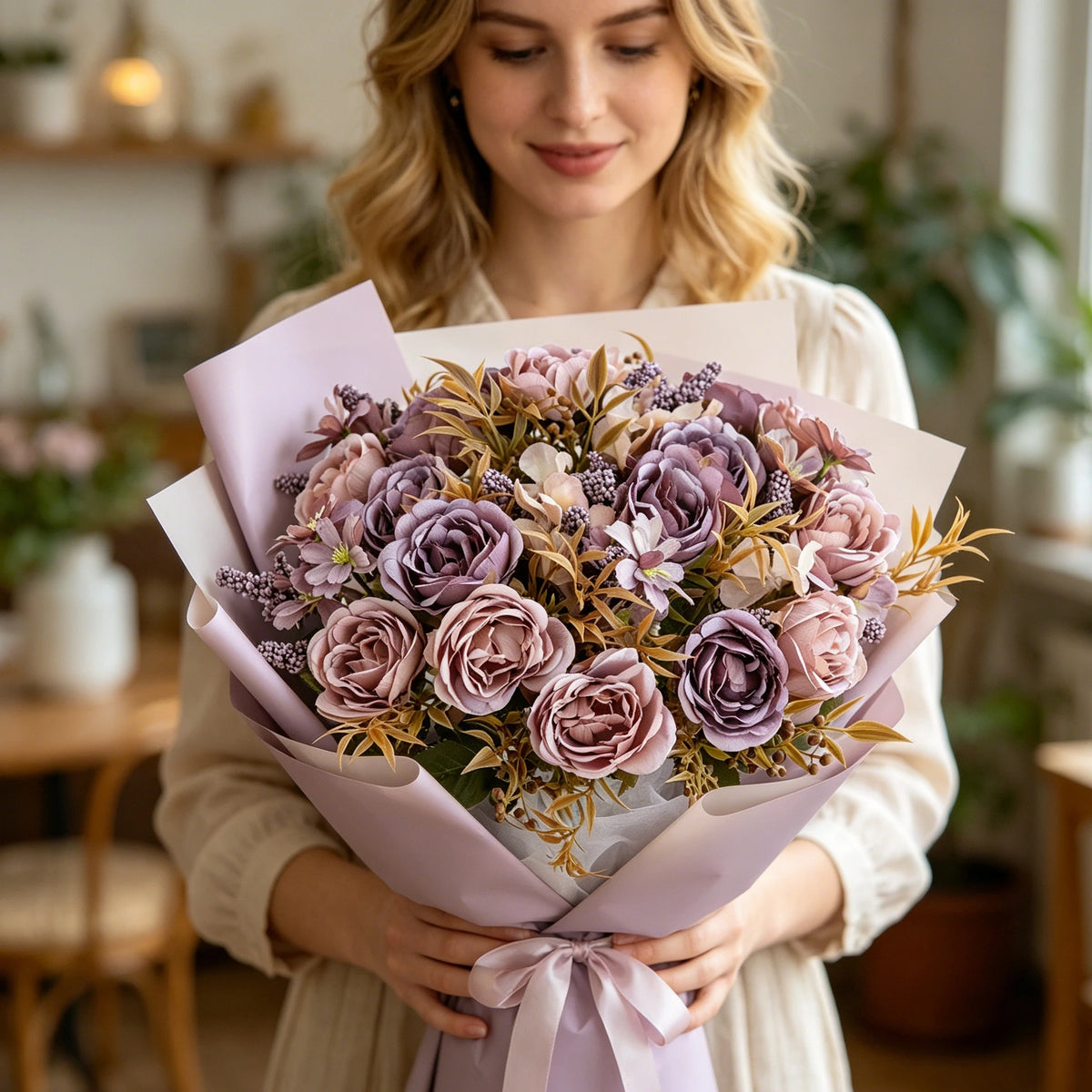 Silk Rose Peony Artificial Flowers – Wedding & Home Decor Bouquet Artificial Flower Bouquet Babs
