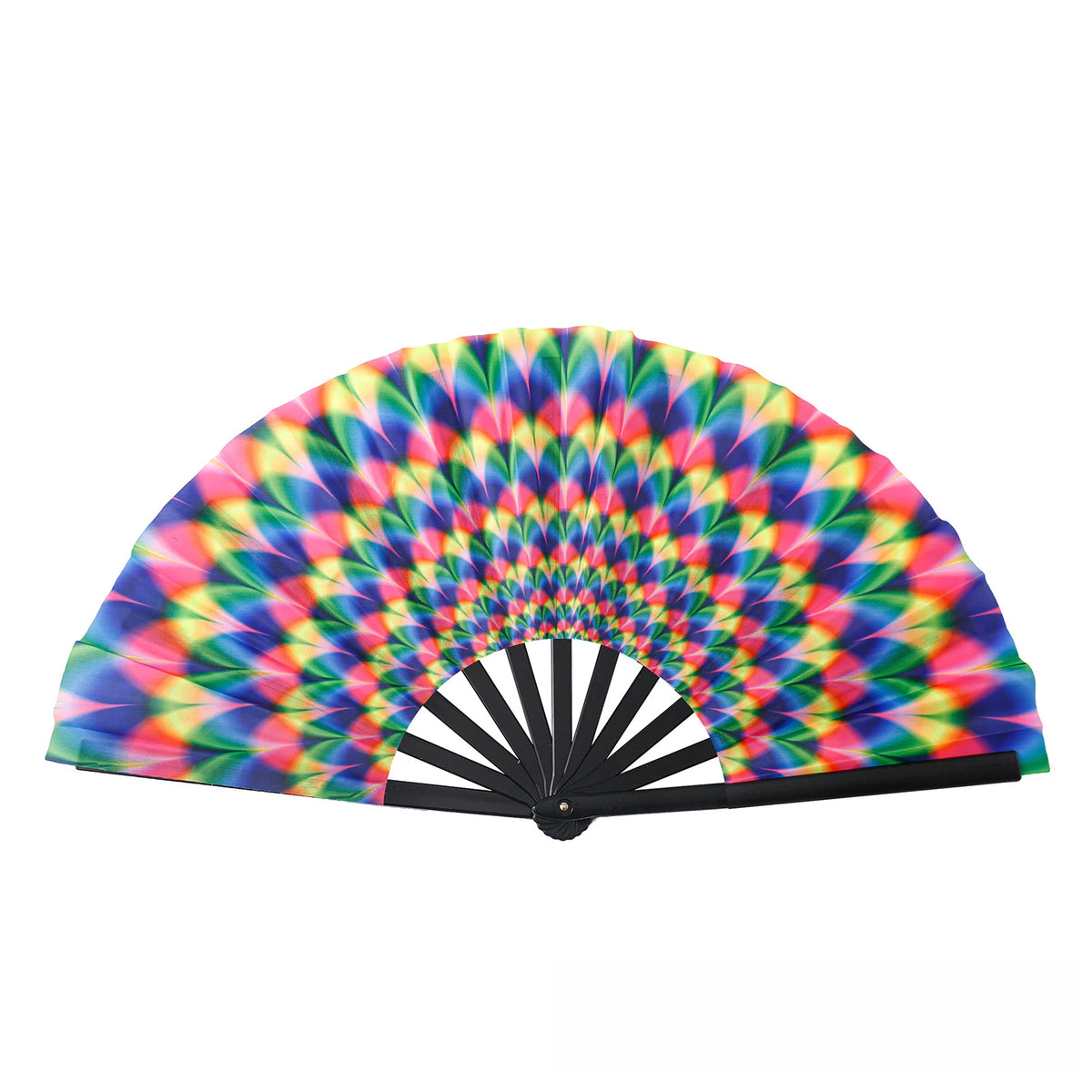 Large Carnival Folding Fan – Neon Mushroom Pattern, Unisex Decorative Folding Fan Babs Peacock feathers