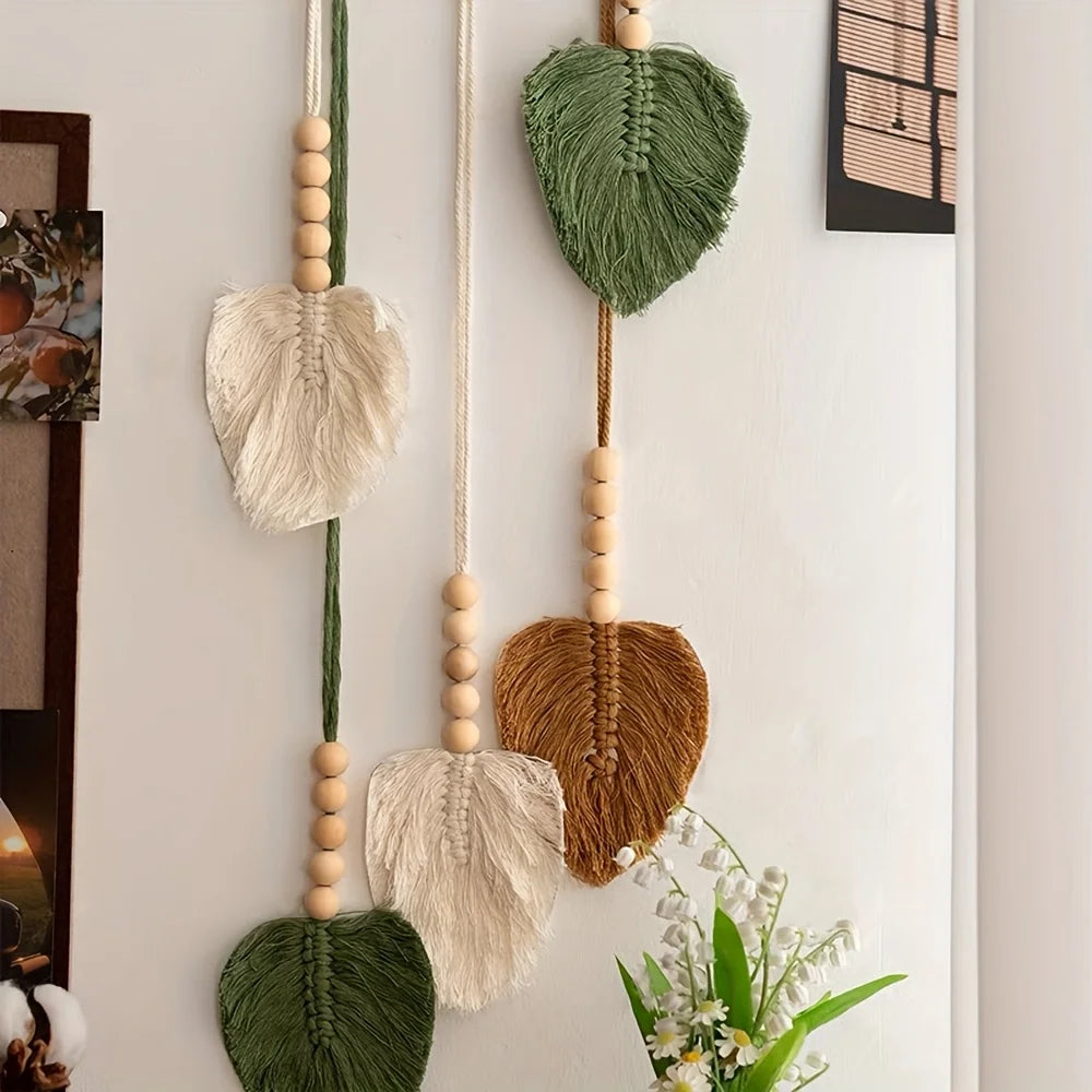 Handmade Macramé Leaf Wall Hanging Tapestry | Boho Decor Macramé Wall Hanging Babs