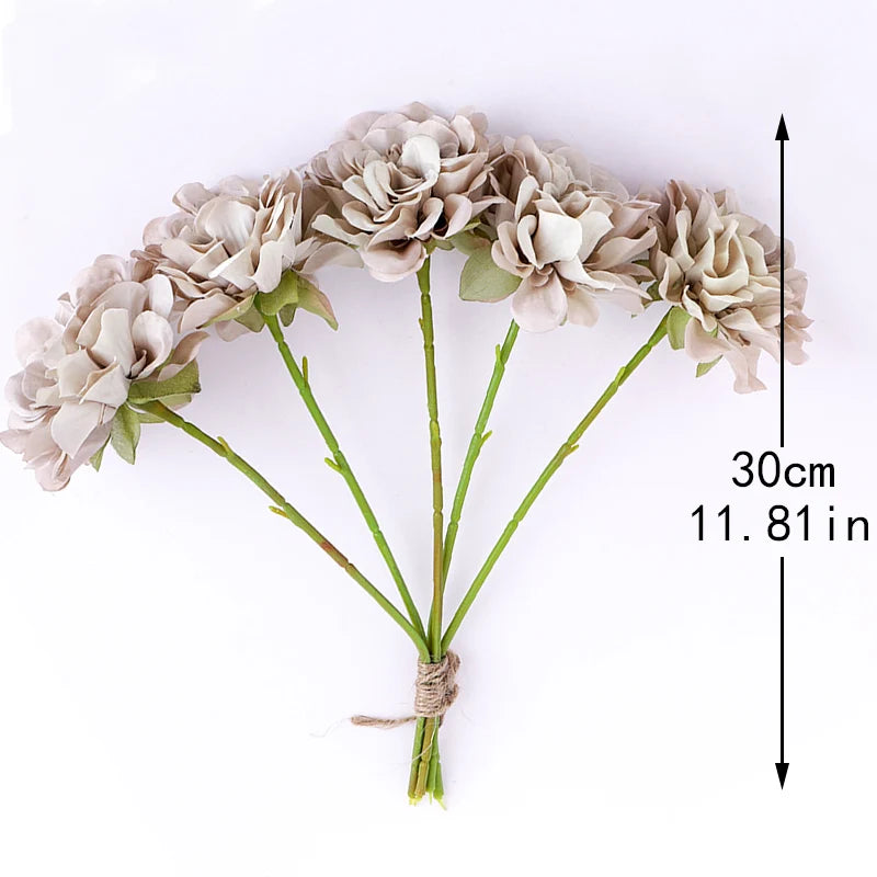 5PCS Silk Peony & Rose Artificial Flowers for Home & Wedding Decor Artificial Silk Flowers Babs