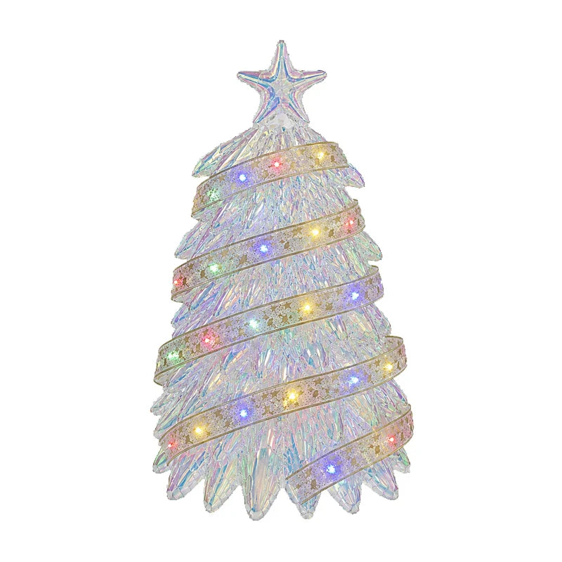 4D Rainbow Chrome Christmas Tree Foil Balloon 92x54cm Christmas Foil Balloon Babs iridescent-1PC 92x54cm