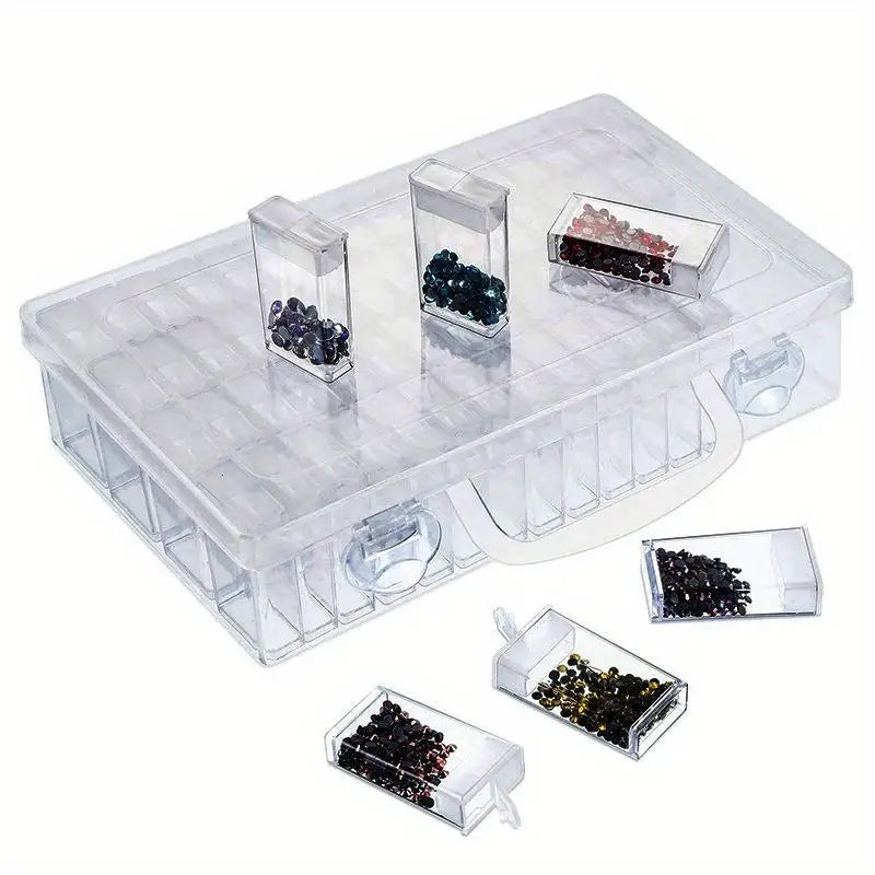 64-Grid Transparent Plastic Storage Box – Diamond Painting Beads Craft Storage Box Babs
