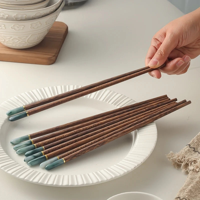 5 Pairs Reusable Wooden Chopsticks – Sushi & Asian Dining Set Wooden Chopstick Set Babs