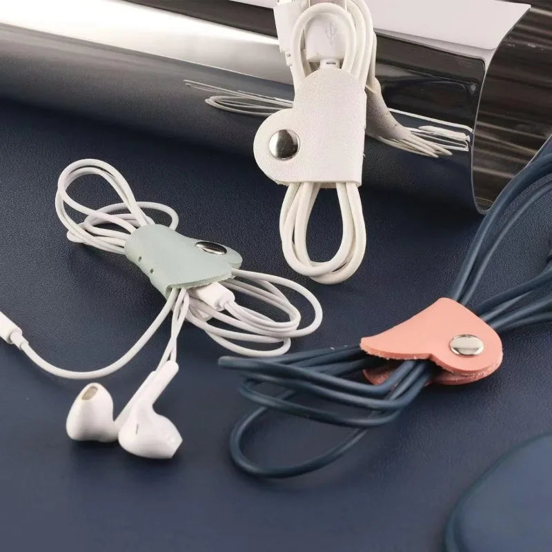 Heart-Shaped PU Leather Cord Organizer Set – Cable Winders Cable Cord Organizer Babs