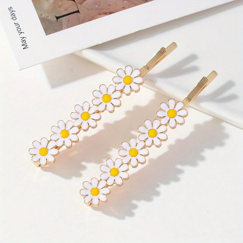 Small Daisy Alloy Flower Hairpins – Women's Floral Bangs Clip Flower Hairpins Babs