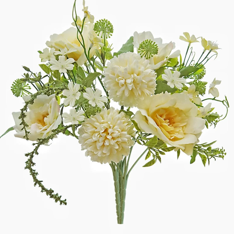 Silk Artificial Rose Bouquet for Wedding & Home Decor Artificial Flower Bouquet Babs YELLOW 1PC