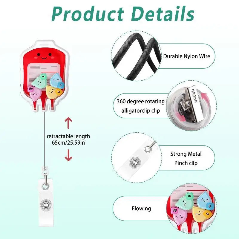 Cartoon Acrylic Retractable Badge Reel | Nurse ID Holder Retractable Badge Reel Babs
