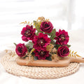 Silk Artificial Dahlia Rose Daisy Bouquet | Wedding & Home Decor Artificial Flower Bouquet Babs Red