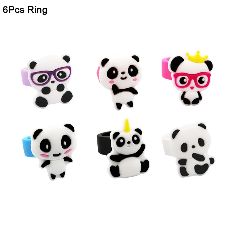 Panda Silicone Bracelet Keychain Bookmarks – Kids Party Favors Kids Party Favors Babs 6pcs ring