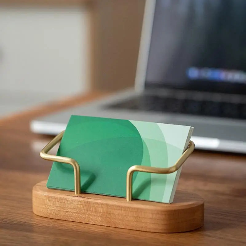 Solid Wood Oval Business Card Holder with Brass Stand Business Card Holder Babs