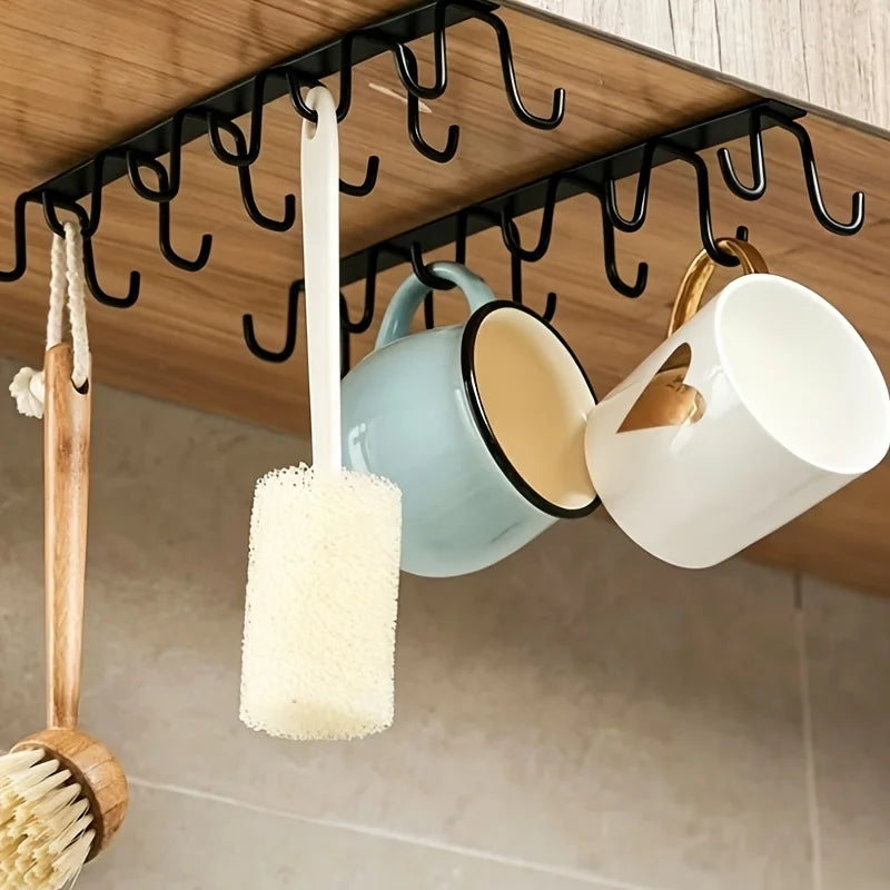 Cabinet Storage Rack 6/12 Hooks – No Drill Cup & Wardrobe Organizer Cabinet Storage Rack Babs