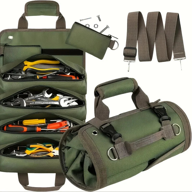 Roll Up Tool Bag | Multi-Pocket Organizer & Shoulder Strap Roll Up Tool Bag Babs