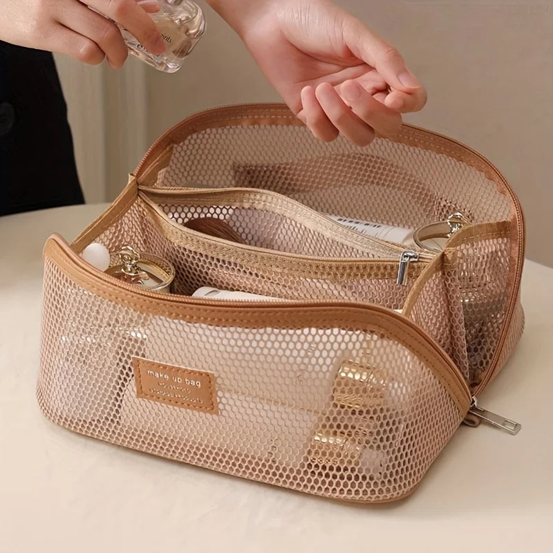 Mesh Translucent Makeup Bag – Large Travel Toiletry Pouch Travel Makeup Bag Babs