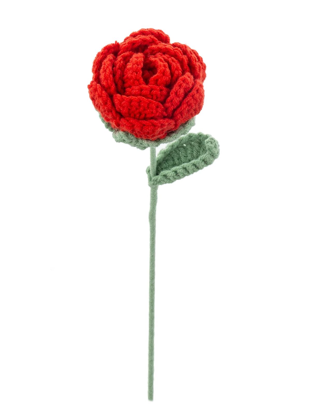 Handmade Crochet Rose Artificial Flowers for Wedding & Home Artificial Flowers Babs Red 1pc
