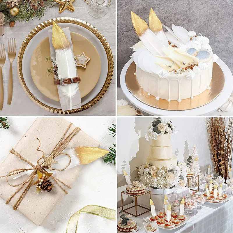 Gold Dipped Goose Feathers – Wedding & DIY Décor (10/20 Pcs) Decorative Craft Feathers Babs
