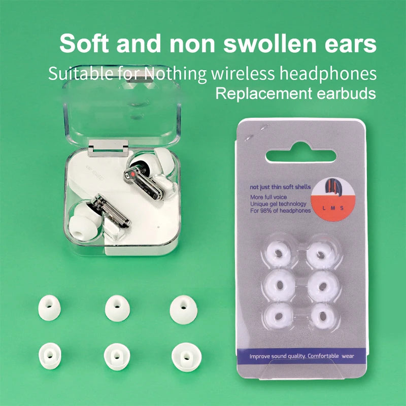 6Pcs Silicone Ear Tips for Nothing Ear (1)(2)(A) TWS Headphones Earphone Ear Tips Babs