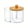 Dual Compartment Clear Cotton Swab & Ball Organizer Bathroom Storage Organizer Babs Transparent box